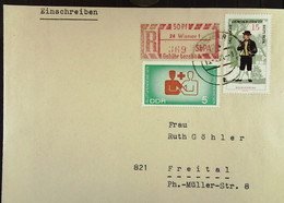 DDR: R-Fern-Brf Mit Selbstbed.-R-Zettel 50 Pf 24 Wismar1 (369) -mit Einliefgschein 13.4.69 Mit 25 Pf Trachten Mecklb MiF - Labels For Registered Mail
