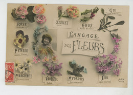 FEMMES - FRAU - LADY - Jolie Carte Fantaisie Femme Et Fleurs "LE LANGAGE DES FLEURS " - Blumen