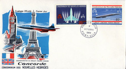 Nouvelles Hébrides. Enveloppe Fdc. Le Concorde 1968 - FDC