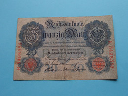 Zwanzig Mark Berlin 19 Februar 1914 ( K-Nr 5498556 ) ( Zie / Voir / Sehen Sie SCANS ) ! - 20 Mark