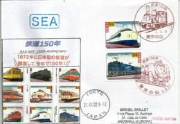 2022.  150th Anniversary Of The Japanese Railway (1872-1922) Nice Cover First Day Tokyo, Sent To Andorra (Principat) - Lettres & Documents