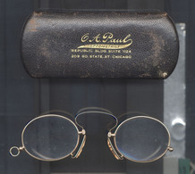 Vintage GOLD Glasses, Spectacles G. A. Paul OPTOMETRIST Republic BLDG. SUITE 1124 209 SO. STATE., ST. Chicago - USA - Art Nouveau / Art Déco