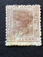 New Zealand. 1882. 6d Brown MH* - Ongebruikt