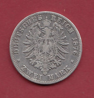 Allemagne -Hambourg 2 Mark Argent 1876.A -- --dans L 'état - 2, 3 & 5 Mark Silver