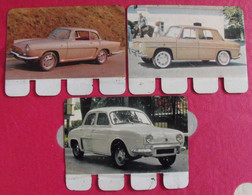 Renault R8, Dauphine, Caravelle 1964. 3 Plaquettes En Tôle COOP N° 15,34,94. "l'auto à Travers Les âges" - Tin Signs (vanaf 1961)