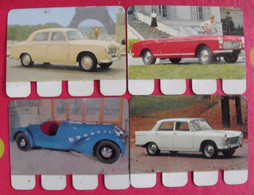 Peugeot 402, 403, 404, 404 Cabriolet. 4 Plaquettes En Tôle COOP N° 6,11,49,65. "l'auto à Travers Les âges" - Tin Signs (vanaf 1961)