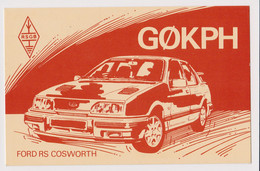 Car FORD RS COSWORTH, England 1989 HAM Radio QSL Card G0KPH To Bulgaria (48310) - Radio Amateur
