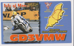 Motorcycle, England Isle Of Man Home Of TT Race 1990s HAM Radio QSL Card GD3VMW To Bulgaria (48311) - Radio Amateur