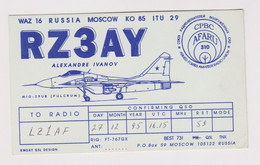 Airplane Fighter Jet MIG-29 (FULCRUM), Russia Armed Forces 1995 HAM Radio QSL Card RZ3AY To Bulgaria (48312) - Radio Amateur