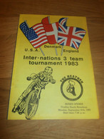 Speedway Belle Vue , 12.9.1983 , England Vs. USA , Danmark , Programmheft / Programm / Rennprogramm , Program !!! - Motos