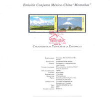2007 FDB JOINT ISSUES*  Emisión Conjunta México China Montañas  Popocatépetl  Volcano  MEXICO  CHINA MOUNTAINS - Volcans