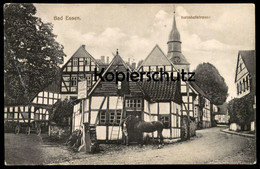 ALTE POSTKARTE BAD ESSEN BAHNHOFSTRASSE PFERD HOLZSCHUHE HEUBODEN SCHILD CONDITOREI A. HÖGER Cpa Postcard Ansichtskarte - Bad Essen