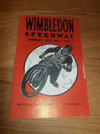 Speedway Wimbledon , 27.5.1963 , Programmheft / Programm / Rennprogramm , Program !!! - Motos