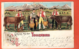 TGR-03 SELTEN Gruss Aus Toggenburg Kuhe Alpabfahrt  Edelweiss  LITHO.   Pionier Gelaufen  Bütschwil1901 - Bütschwil-Ganterschwil