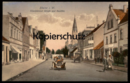 ALTE POSTKARTE RHEINE IN WESTFALEN IBBENBÜRENER STRASSE UND BASILIKA AUTO KUTSCHE JOSEF FRANK Ansichtskarte AK Postcard - Rheine