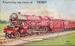 EXPRESSING MY VIEWS OF TENBY OLD COLOUR POSTCARD WALES NOVELTY PULL OUT VIEWS - Pembrokeshire