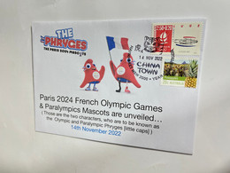 (4 M 17) France 2024 - Paris Olympic & Paralympics Games Mascots Unveilled - Phryges (with France Olympic Luge Stamp) - Eté 2024 : Paris
