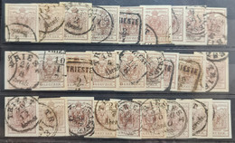 AUSTRIA 1851 - TRIESTE Cancel - 27 X ANK #4 - 6kr - Used Stamps