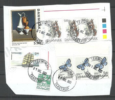 DENMARK Dänemark O 2022 Cover Cut Out With 9 Stamps Butterfly Schmetterlinge Eichhörnchen Kunst Ship Etc. - Used Stamps