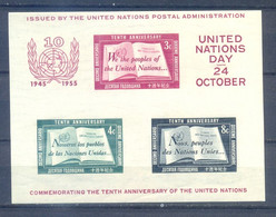 UNITED  NATIONS NEW YORK BLOCK  1  1955   MNH.   IT HAS A SMALL HINGE TRACK - Ungebraucht