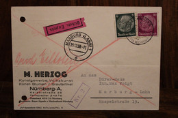 1938 Nürnberg Marburg Deutsches Dt Reich Cover Durch Eilbote Expres - Cartas & Documentos