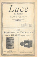 Dépliant Publicitaire Magasin F. Luce, Glacier, Place Clichy, Paris - Catalogue Glaces Et Glacières - Otros & Sin Clasificación
