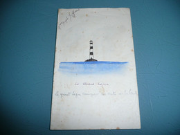 MENU DU LUNDI 30 JUILLET 1945 AVEC DESSIN ORIGINAL DU GRAND LEJON PHARE EN BAIE DE SAINT BRIEUC - Menus