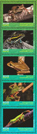 BRAZIL 2021 - FROGS - ANUROS -  TAILLESS AMPHIBIANS -  FAUNA  PRESERVATION - VERTICAL STRIP 5v  MINT - Unused Stamps