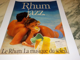 ANCIENNE PUBLICITE MUSIQUE DU SOLEIL RHUM JAZZ 1985 - Alcools