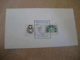 PEMBINA North Dakota Border Canada 1975 Cancel Cover + Winnipeg Alia Tentanda Via Est Poster Stamp Vignette USA Label - Brieven En Documenten