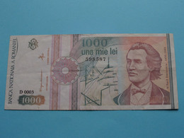 1.000 Una Mie Lei ( 1991 ) D 0003 - 598587 ( For Grade, Please See SCANS ) Circulated ! - Romania