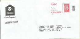PAP POSTREPONSE PRIO FONDATION ABBE PIERRE. LOT 380038. - Prêts-à-poster:Answer/Marianne L'Engagée