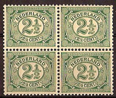 Nederland 1899 NVPH Nr 55 Blok Van 4 Postfris/MNH Cijfer - Neufs