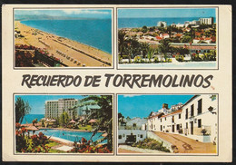 Carte Postale. Espagne. Souvenir De Torremolinos. 4 Vues. Ecrite. Timbre. Cachet. Flamme. Etat Moyen. Taches. - Souvenir De...