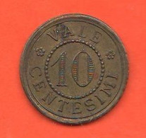 Italia 10 Centesimi Gettone Necessità Monetale XIX° Secolo 10 Cents Token Coin Bronze - Monetary/Of Necessity