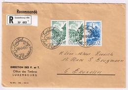 Luxembourg - 1966 - Y&T 2 X 689 + 690 Sur Recommandé De Luxembourg à Bruxelles. Cachets Jour D'Emission - Storia Postale