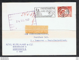 DENMARK: 1967 COMMERCIAL POSTCARD WITH 50 Ore (YV / TELL. 456) - TO GERMANY - Storia Postale