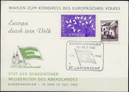 Autriche - Österreich - Austria Document 1962 Y&T N°DP869AA+V(3) - Michel N°PD1102+ZF(?) (o) - 20c Moerbisch+EUROPA Viol - Andere & Zonder Classificatie