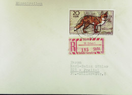 DDR: R-Fern-Brf Mit Selbstbed.-R-Zettel 50 Pf Aus 50 Erfurt 1 (185)-mit Einliefgsschein 6.4.70 Mit 20 Pf Fuchs SbPA II - Etichette Di Raccomandazione