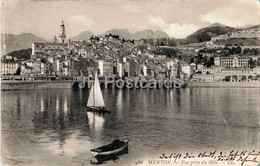 Menton - Vue Prise Du Mole - Boat - 986 - Old Postcard - 1908 - France - Used - Menton