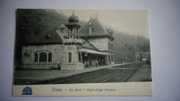 TROOZ La Gare Ligne Liège Verviers Animée Province Liège Belgique Carte Postale Postcard - Trooz