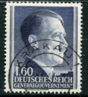GENERAL GOVERNMENT 1942 Hitler Definitive 1.60 Zl. Perforated 14:14½ Used   Michel 88B - Governo Generale
