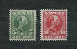 DANIMARCA 1905-06 - Effigie Di Cristiano IX - 5 ö Verde / 10 ö Rosso -  MNH - Unificato 53-54 - Neufs