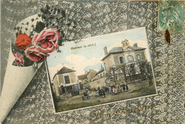 Guernes * 1907 * Souvenir Du Village ! * Place Mairie école Enfants * Cpa Toilée Colorisée - Sonstige & Ohne Zuordnung