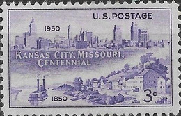 USA 1950 Centenary Of Kansas City - 3c - Kansas City In 1850 And 1950 MH - Unused Stamps