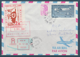 GREVE DE 1988 N° 50 DALLAY BASTIA 2F20 SUR LETTRE RECOMMANDEE - Documents