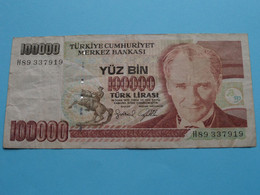 100.000 TürkLirasi - 1970 / 1991 ( H89337919 ) ( For Grade, Please See Scans ) Circulated ! - Turquia