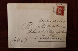 1915 Semeuse 5c Surcharge Croix Rouge France Cover Ww1 Wk1 Timbre Seul - Briefe U. Dokumente