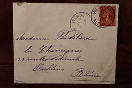 1915 WESSERLING Alsace Semeuse Cover WW1 WK1 FM Pour Oullins - WW I