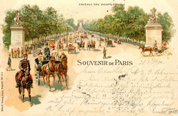Souvenir De Paris , Gruss * L'avenue Des Champs élysées * 1900 !! * KUNZLI Frères * CPA Illustrateur Künzli - Andere Monumenten, Gebouwen